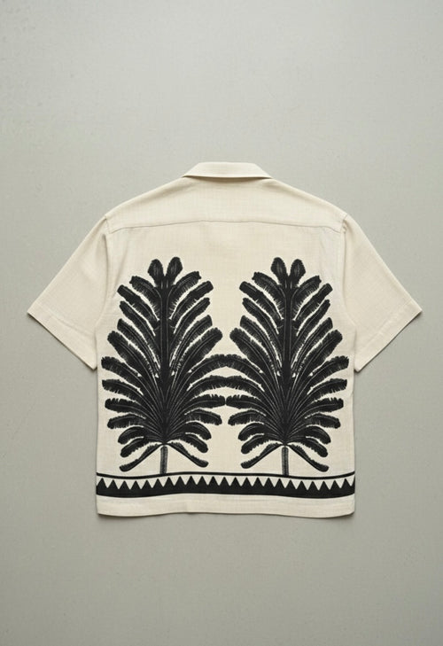 Tropical Palm Print Relaxed Fit Shirt