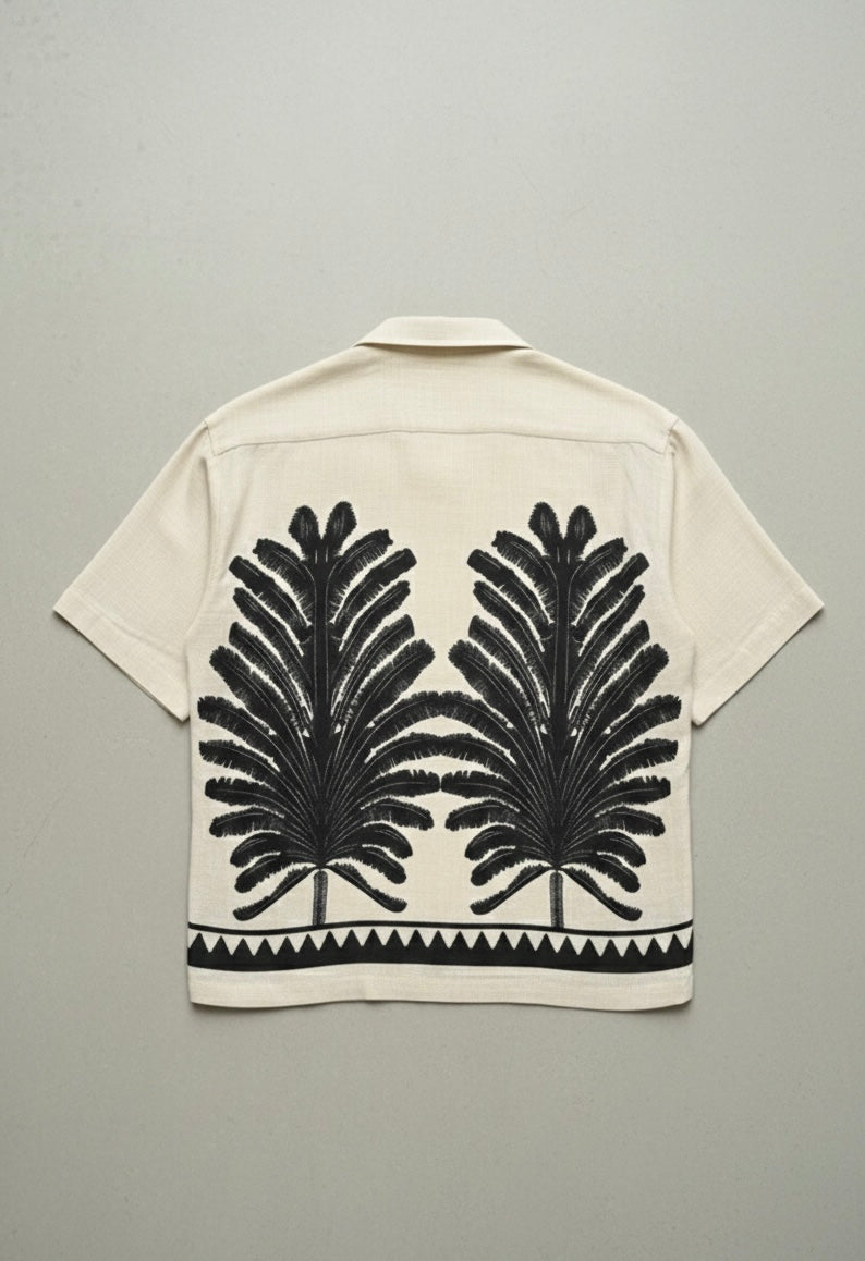 Tropical Palm Print Relaxed Fit Shirt