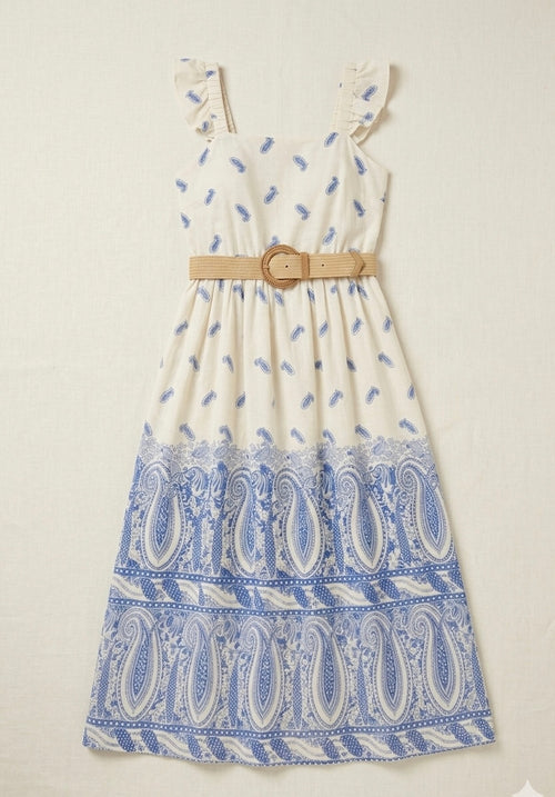 Blue Paisley Garden Midi Dress