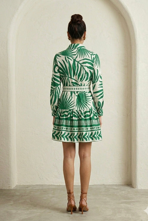 Tropical Botanical Shirt Dress