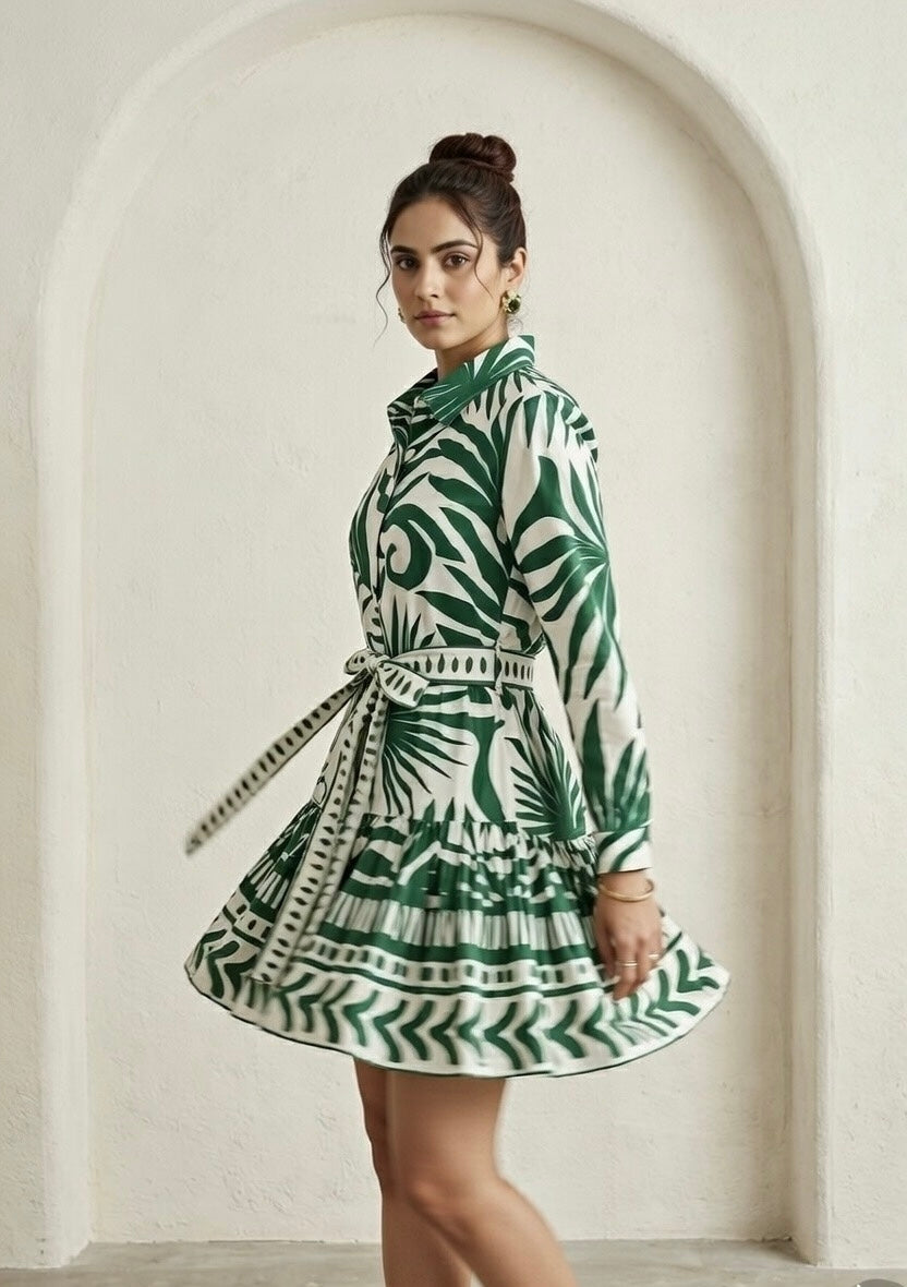 Tropical Botanical Shirt Dress