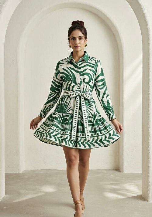 Tropical Botanical Shirt Dress