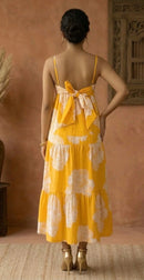 Mango Floral Tiered Cotton Dress