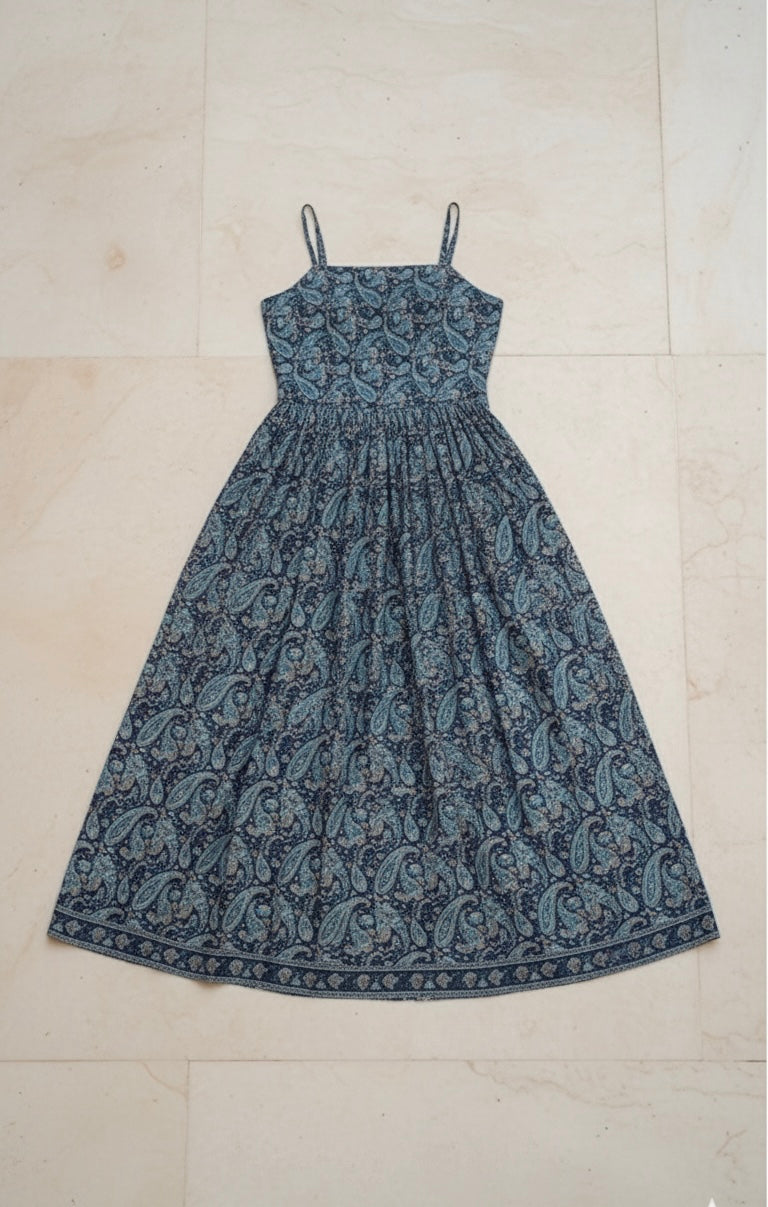 Navy Paisley Print Dress