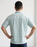 Split Pattern Camp Collar Shirt – Green & White
