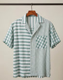 Split Pattern Camp Collar Shirt – Green & White