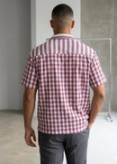 Dual Pattern Resort Shirt – Burgundy Mix