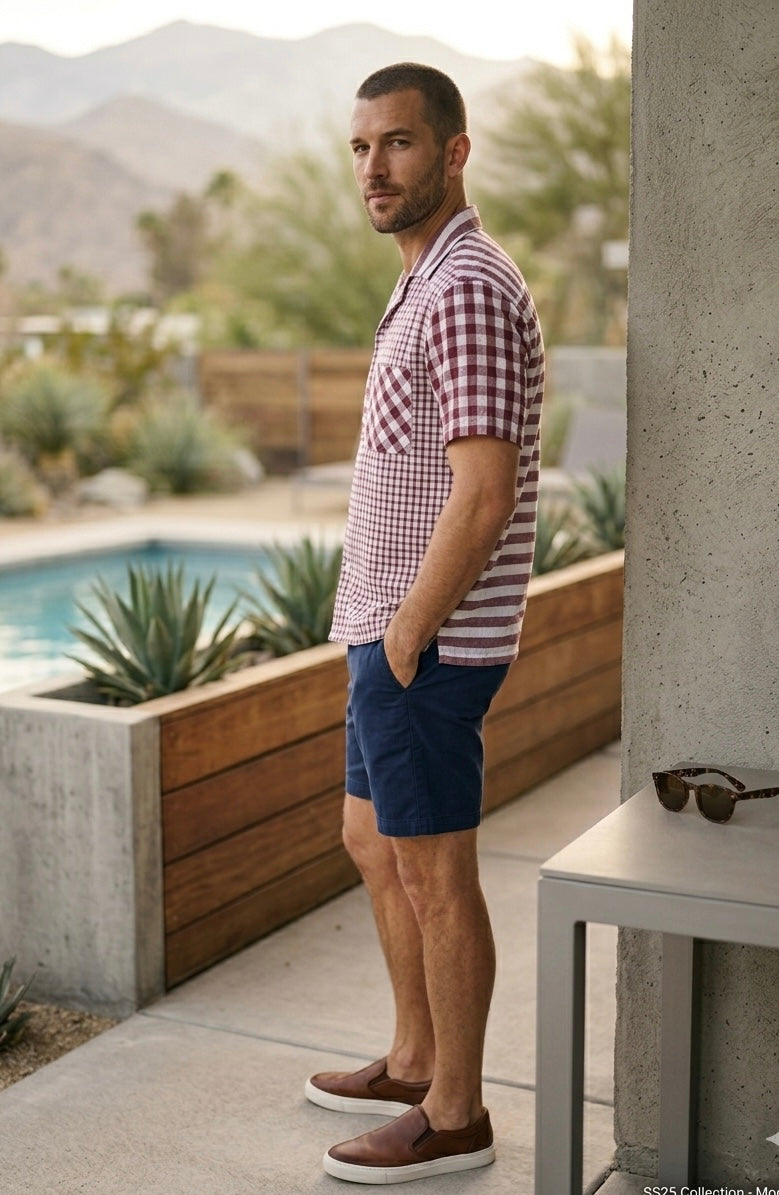 Dual Pattern Resort Shirt – Burgundy Mix