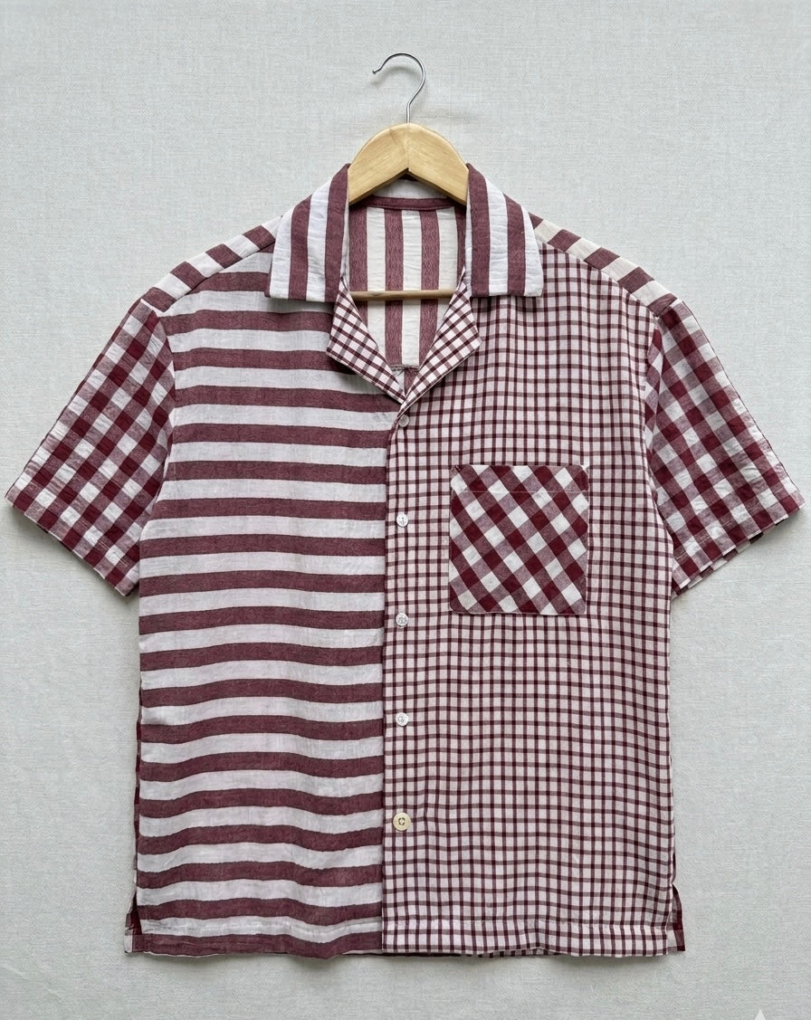 Dual Pattern Resort Shirt – Burgundy Mix