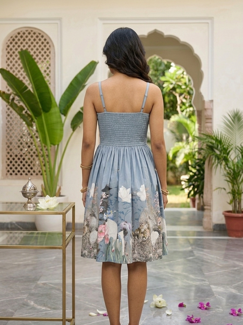 Serene Bloom Fit & Flare Midi Dress