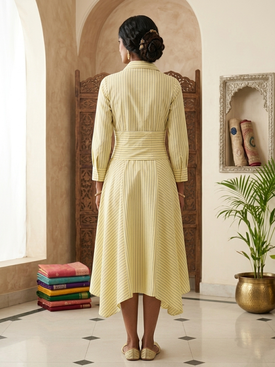 Lemon Stripe Handkerchief Dress