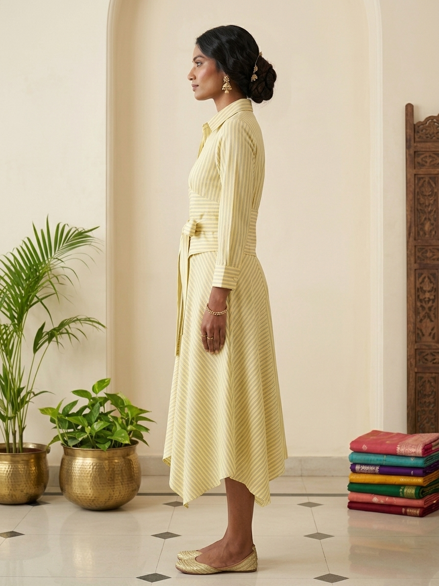 Lemon Stripe Handkerchief Dress
