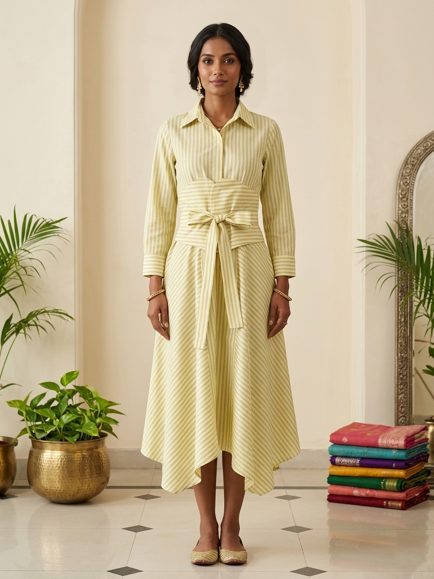 Lemon Stripe Handkerchief Dress