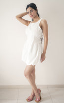Balloon Hem Mini Dress – White