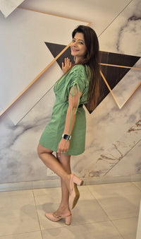 Gathered Puff Sleeve Dress