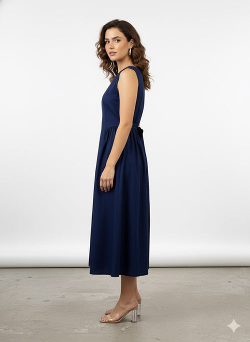 Sleeveless Cotton Fit-and-Flare Dress