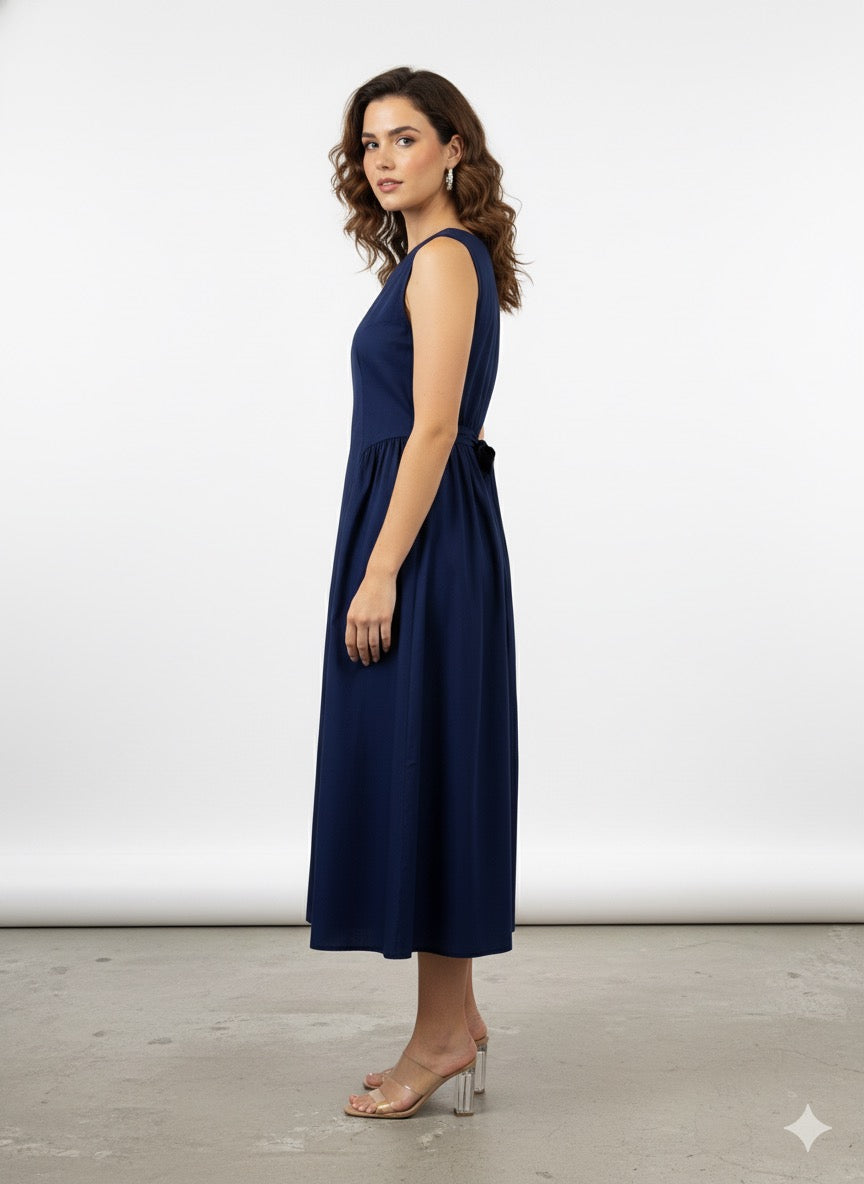 Sleeveless Cotton Fit-and-Flare Dress