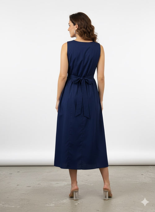 Sleeveless Cotton Fit-and-Flare Dress