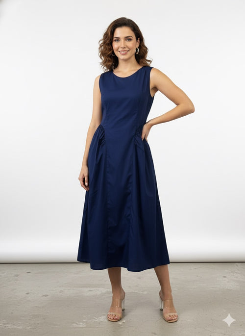 Sleeveless Cotton Fit-and-Flare Dress