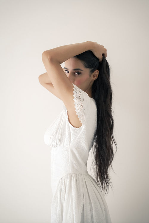 White Dobby Mini Dress