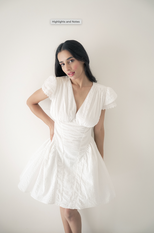 White Dobby Mini Dress