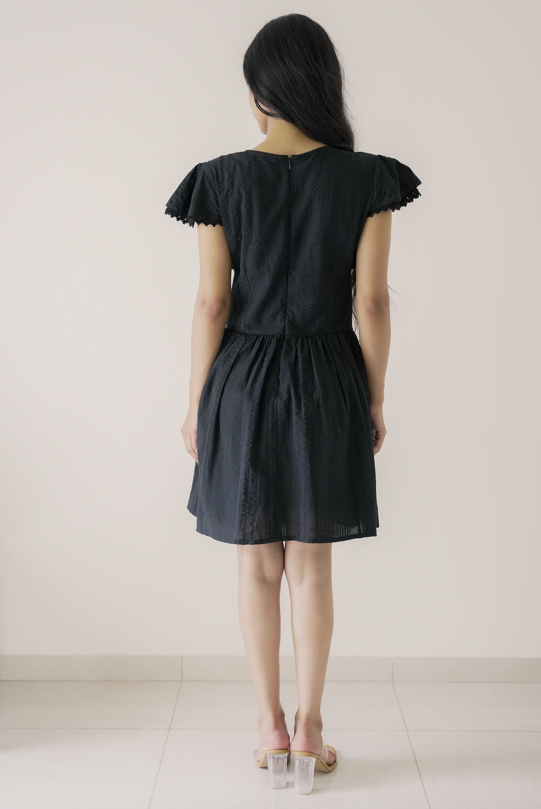 Black Dobby Mini Dress