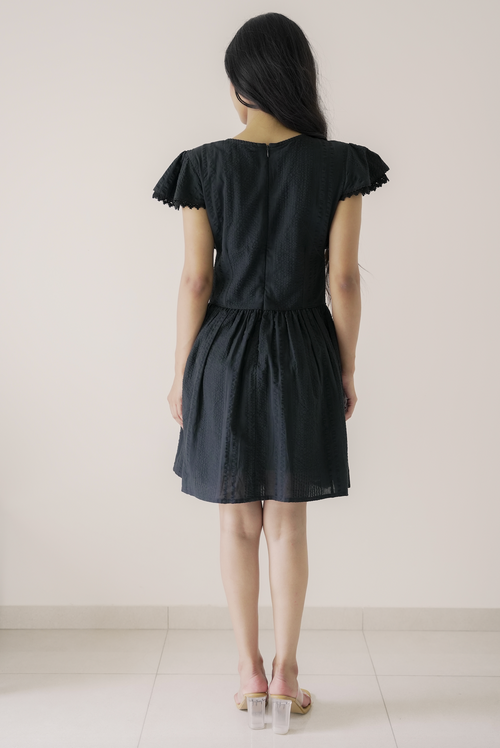 Black Dobby Mini Dress