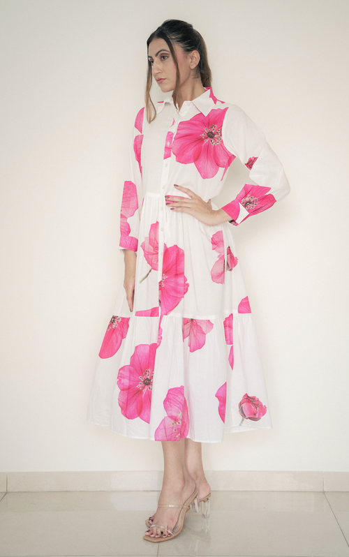 Floral Elegance Shirt Dress