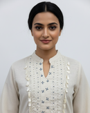 Monochrome Floral Embroidered Kurta & Palazzo Set