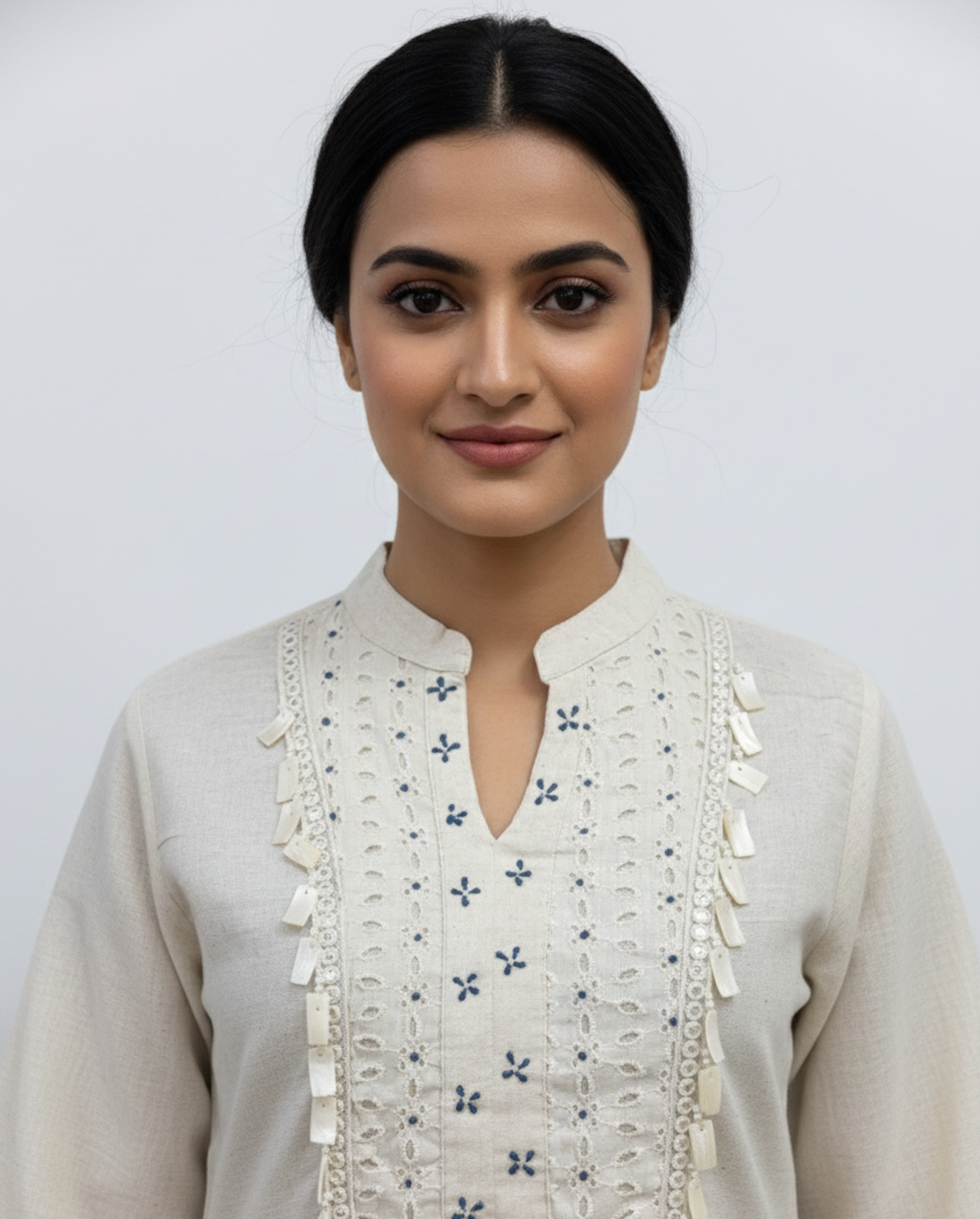 Monochrome Floral Embroidered Kurta & Palazzo Set