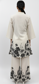 Monochrome Floral Embroidered Kurta & Palazzo Set