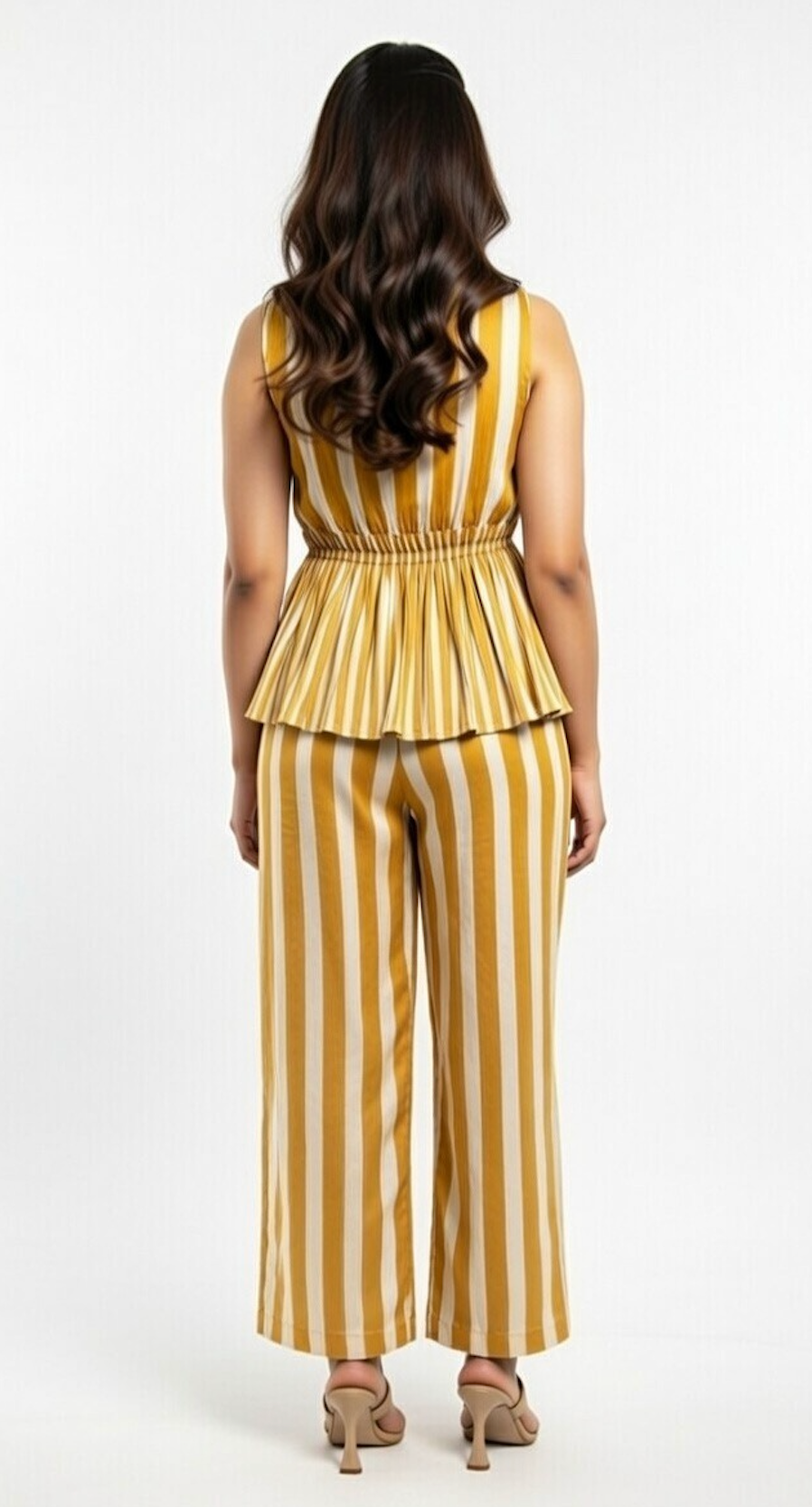Mustard & White Striped Co-Ord Set