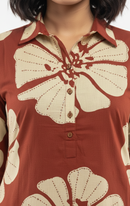 Rust & Cream Floral Block-Print Co-ord Set