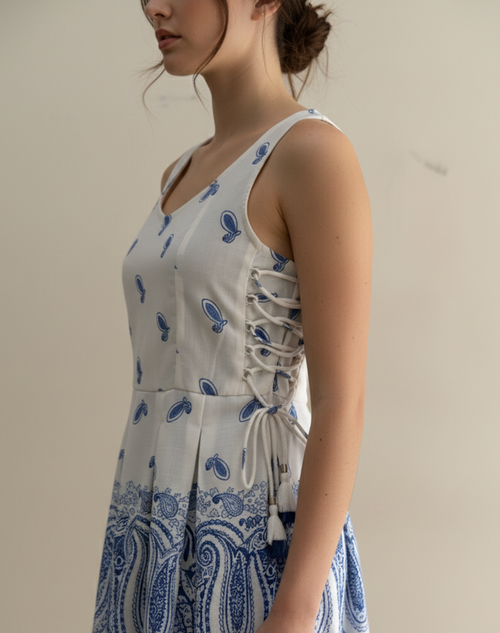 Blue Paisley Peplum Co-Ord Set