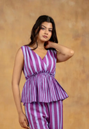 Lilac Stripe Peplum Top