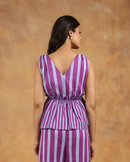 Lilac Stripe Peplum Top