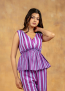 Lilac Stripe Peplum Top