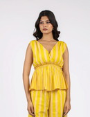 Musturd Stripe Peplum Top