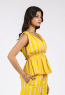 Musturd Stripe Peplum Top