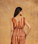 Brown Stripe Peplum Top
