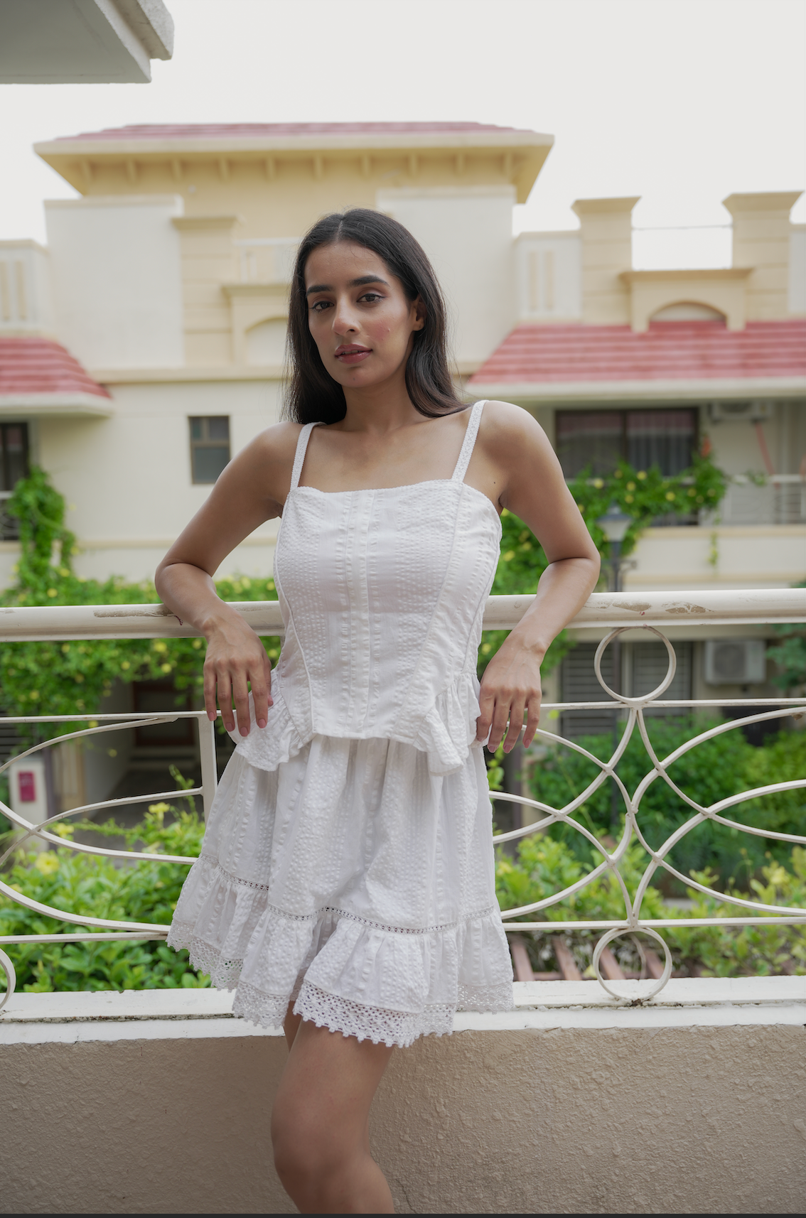 White Peplum Twin Set