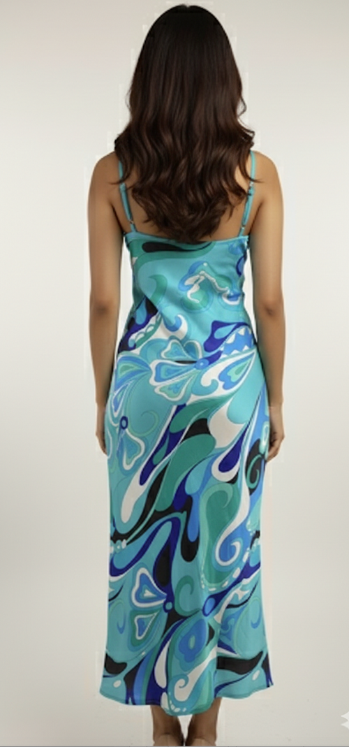 Abstract Print Slip Midi Dress