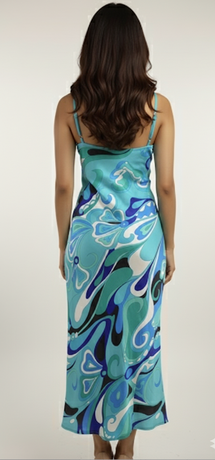 Abstract Print Slip Midi Dress
