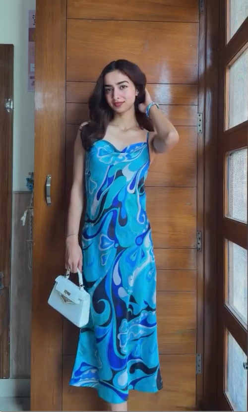 Abstract Print Slip Midi Dress
