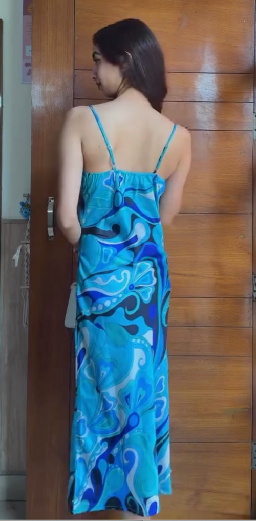 Abstract Print Slip Midi Dress