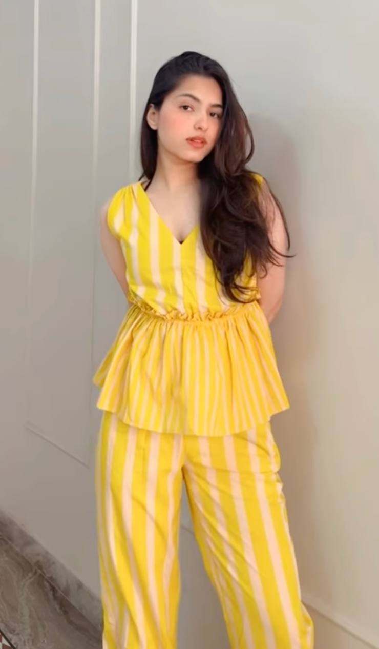 Mustard & White Striped Co-Ord Set