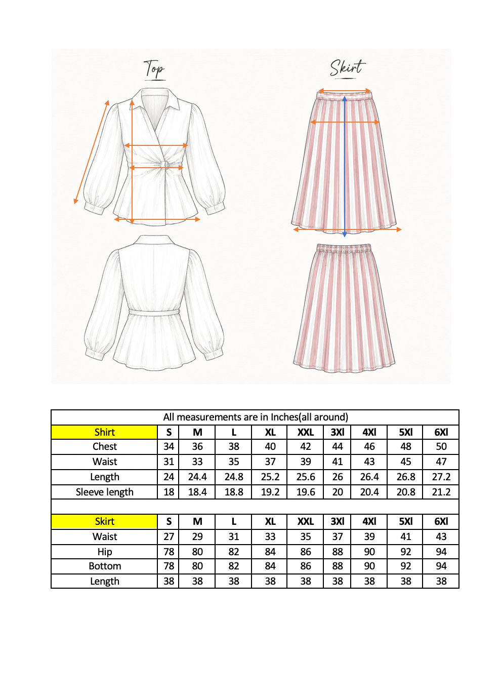 White Wrap Shirt & Striped Skirt Co-Ord Set