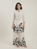 Monochrome Floral Embroidered Kurta & Palazzo Set