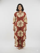 Rust & Cream Floral Block-Print Co-ord Set