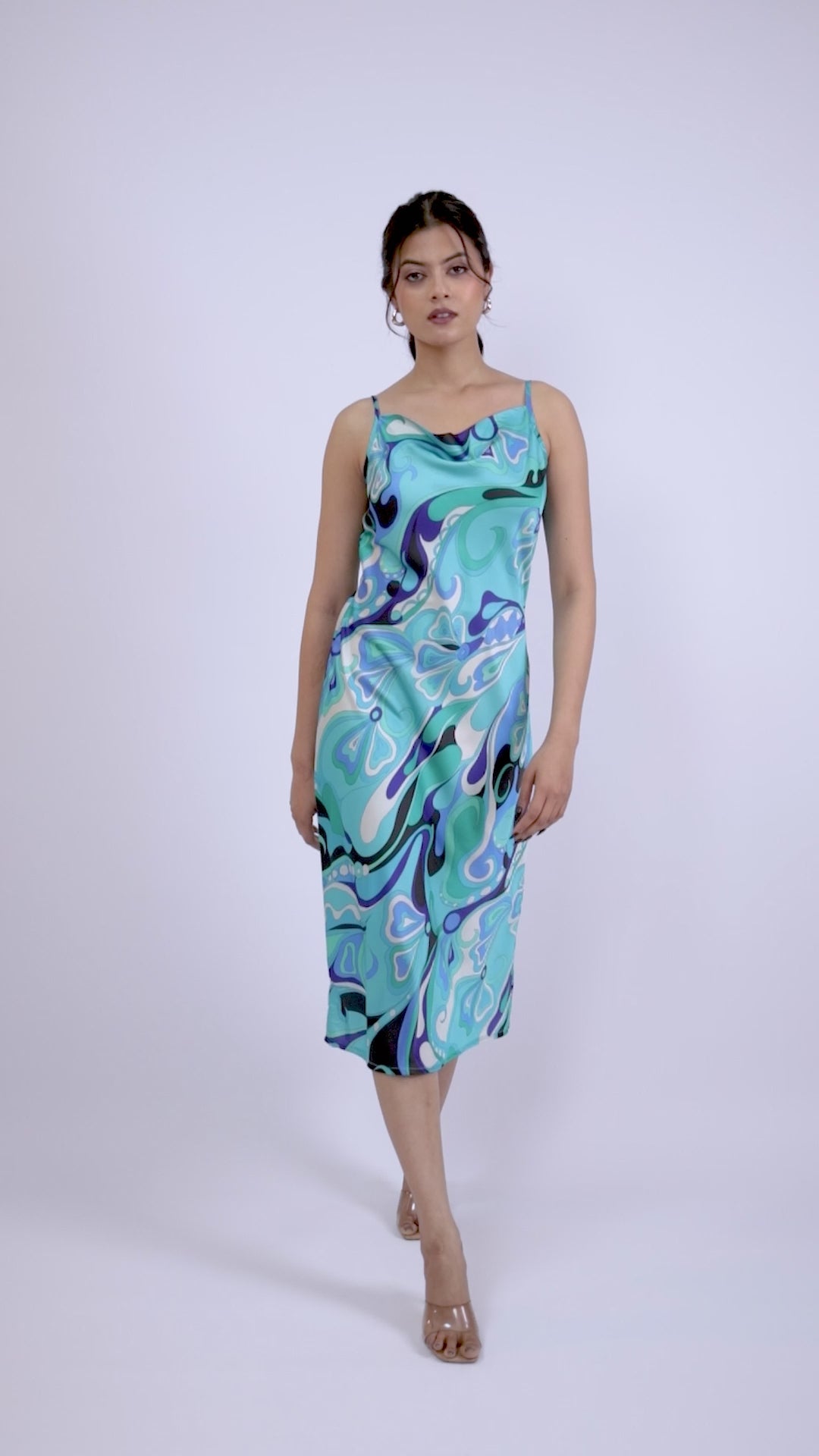 Abstract Print Slip Midi Dress